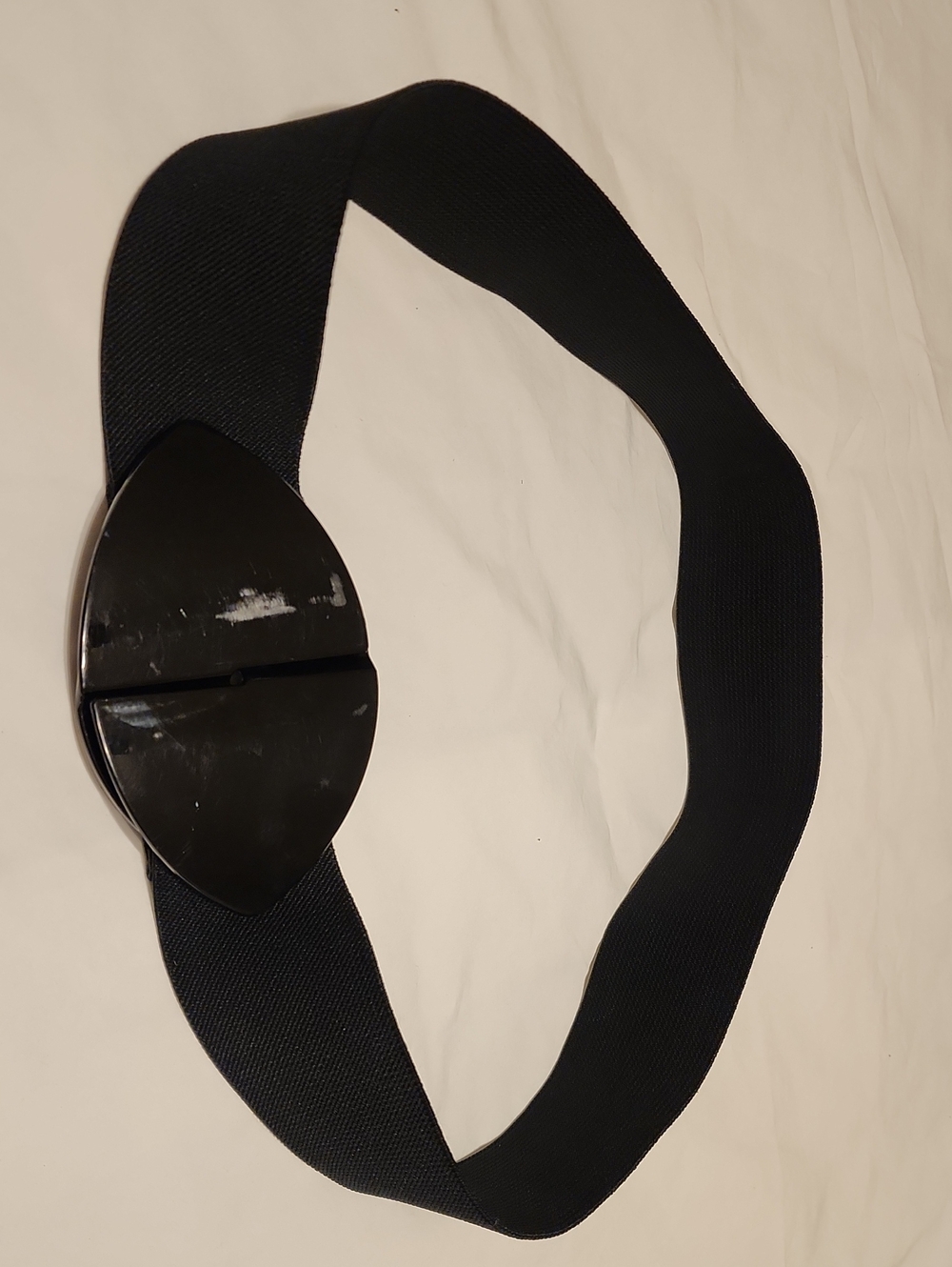 Elastic Wide Black Waist Belt with Decorative Clasp